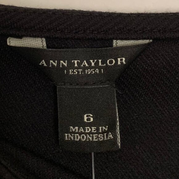 NWT Ann Taylor Black Sheath Dress Unique Neckline, Elegant Fit | Size 6 - Picture 2 of 12
